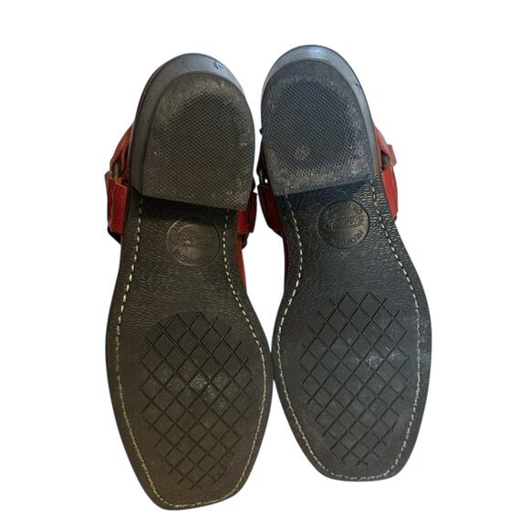 Frye Vintage Red Leather Square Toe Harness Boots Size 8 - Picture 10 of 12